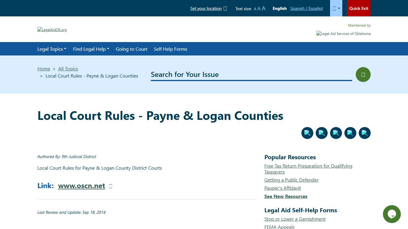 Local Court Rules - Payne & Logan Counties Welcome to Legal Aid Services of Oklahoma's guide to free legal help in Oklahoma.